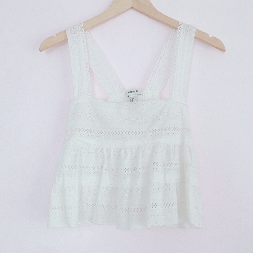 forever 21 eyelet broderie anglaise lace crop top